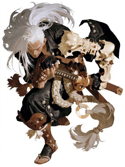 White-Haired Warrior Digital Art Poster.