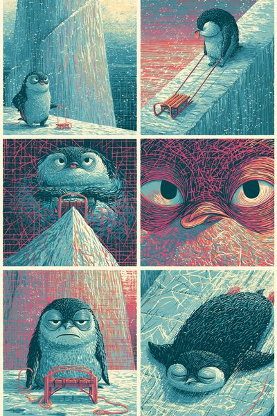 Surreal Owl Study Illustration Poster. poster print