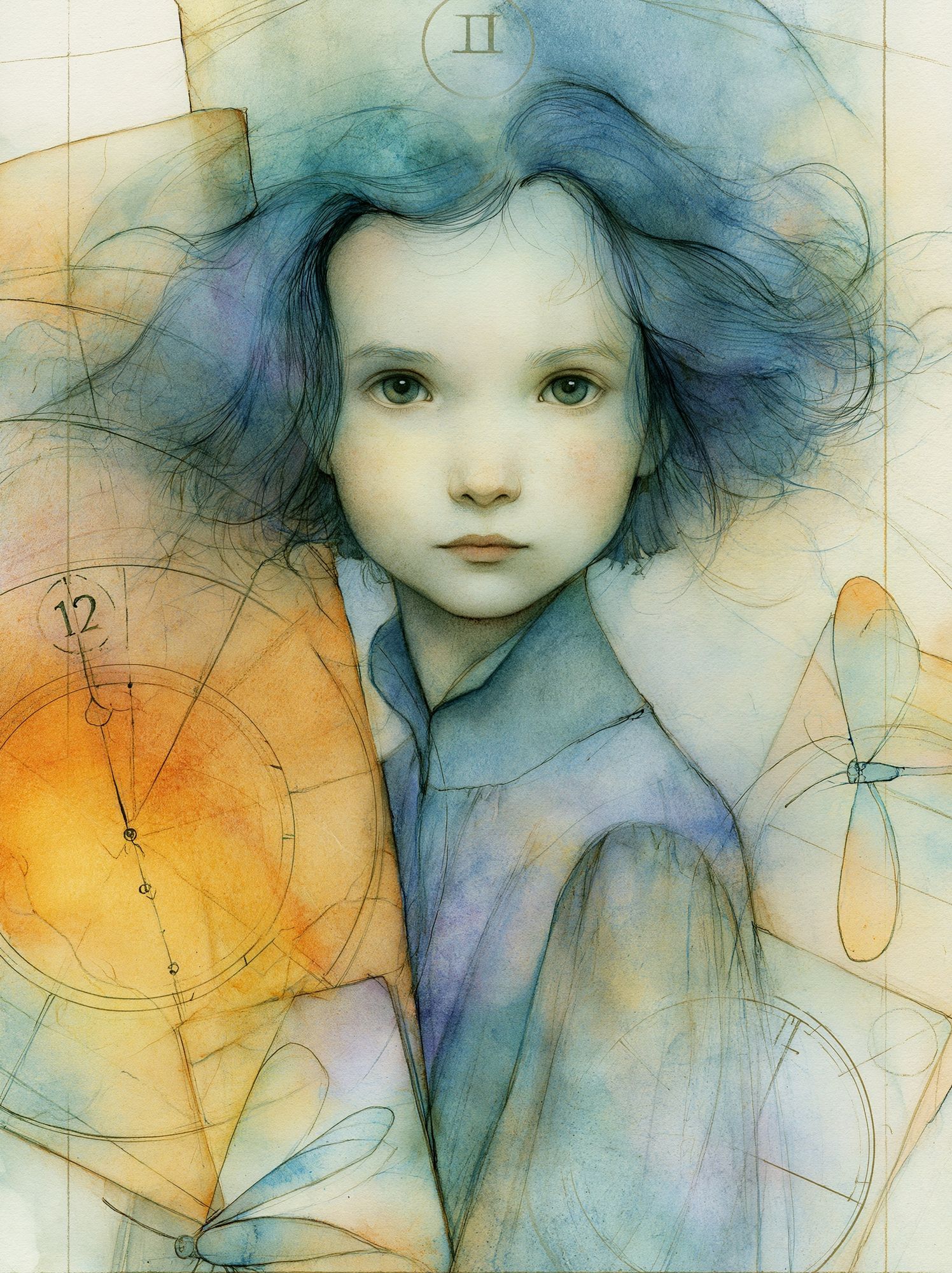 Dreamlike Child Portrait Illustration Poster. poster detail