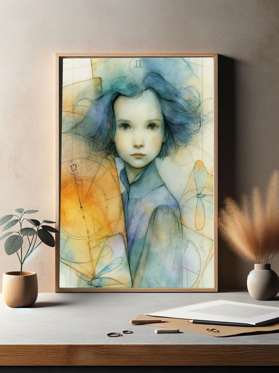 Dreamlike Child Portrait Illustration Poster. — room view 2