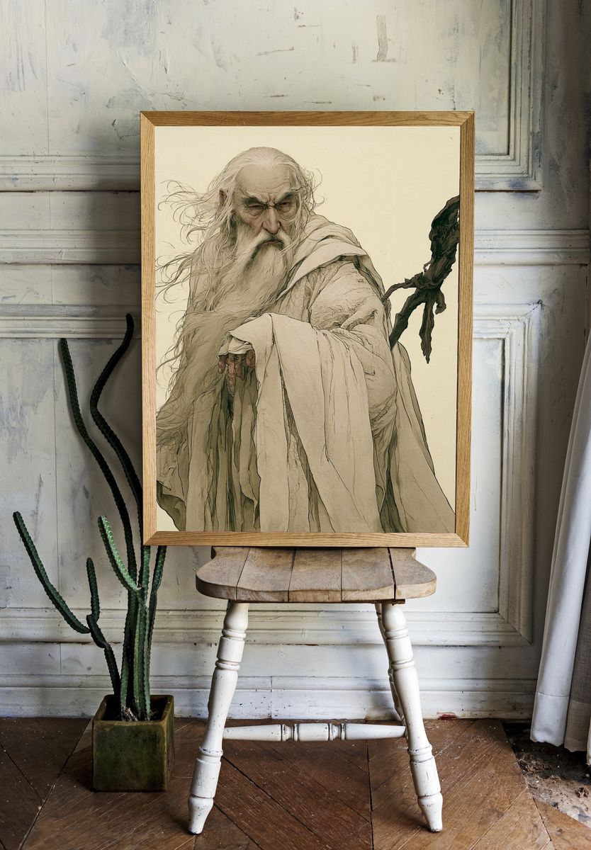 Ancient Sage Ink Illustration Poster. room preview