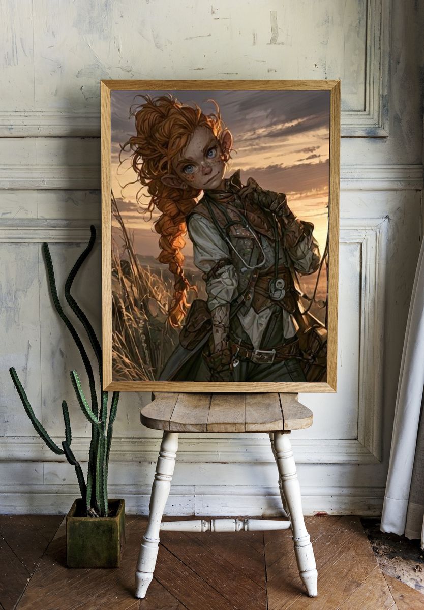 Red-Haired Adventurer Illustration Poster. — room view 1