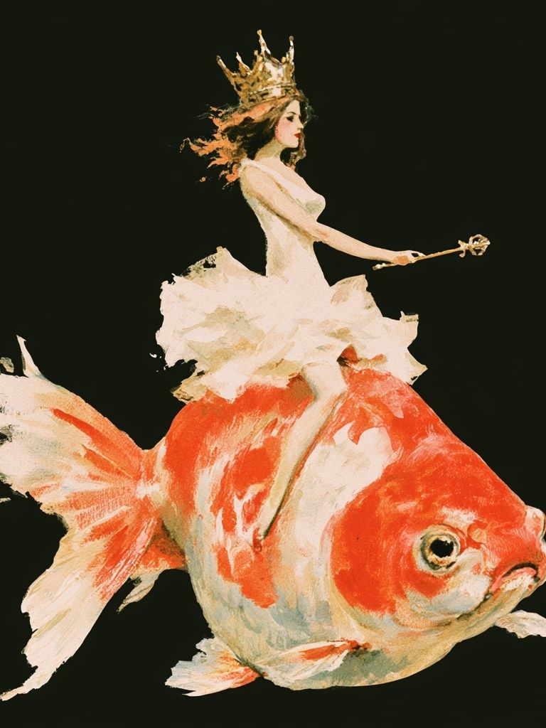 Goldfish Queen Illustration Poster. poster detail