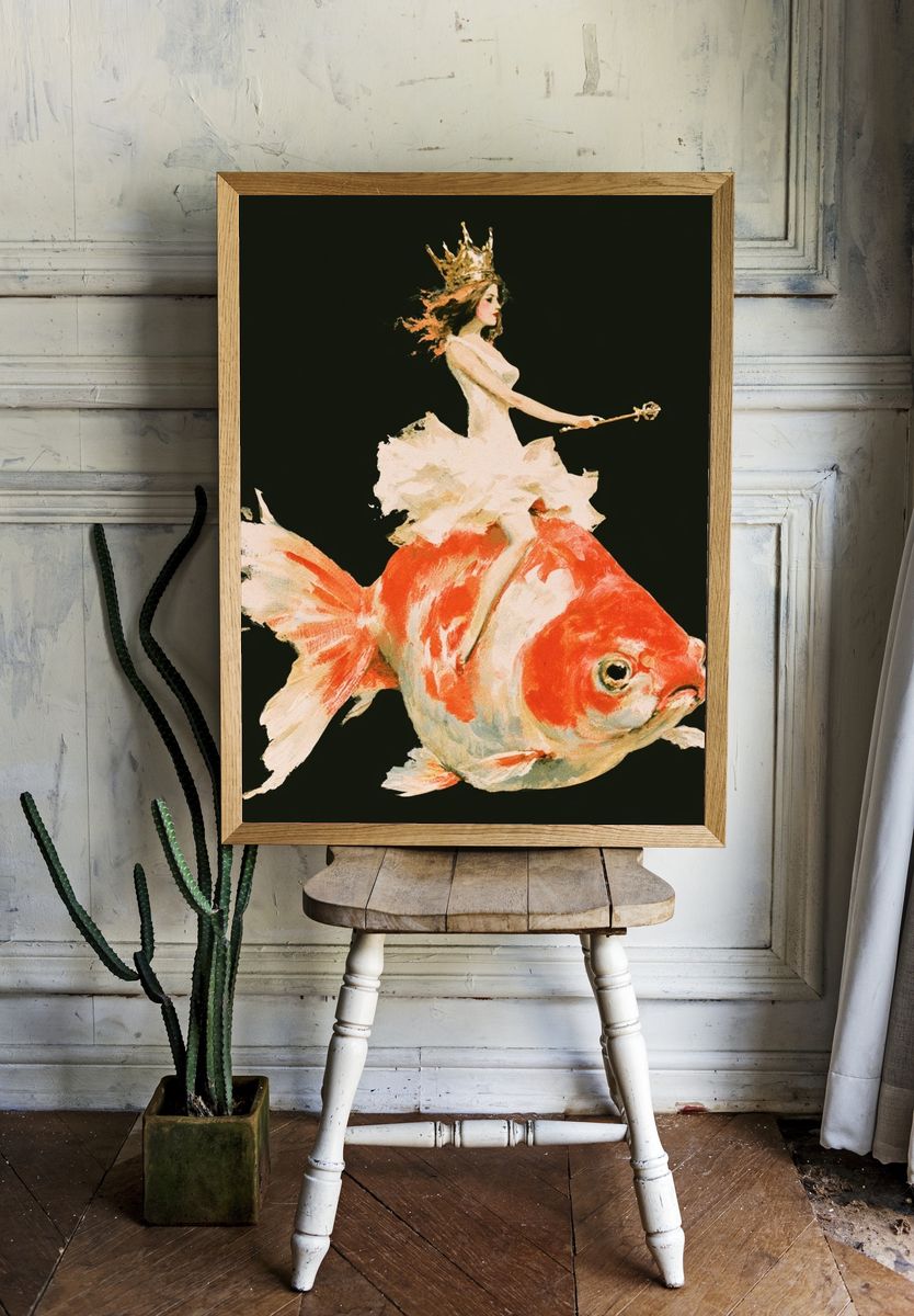 Goldfish Queen Illustration Poster. — room view 1