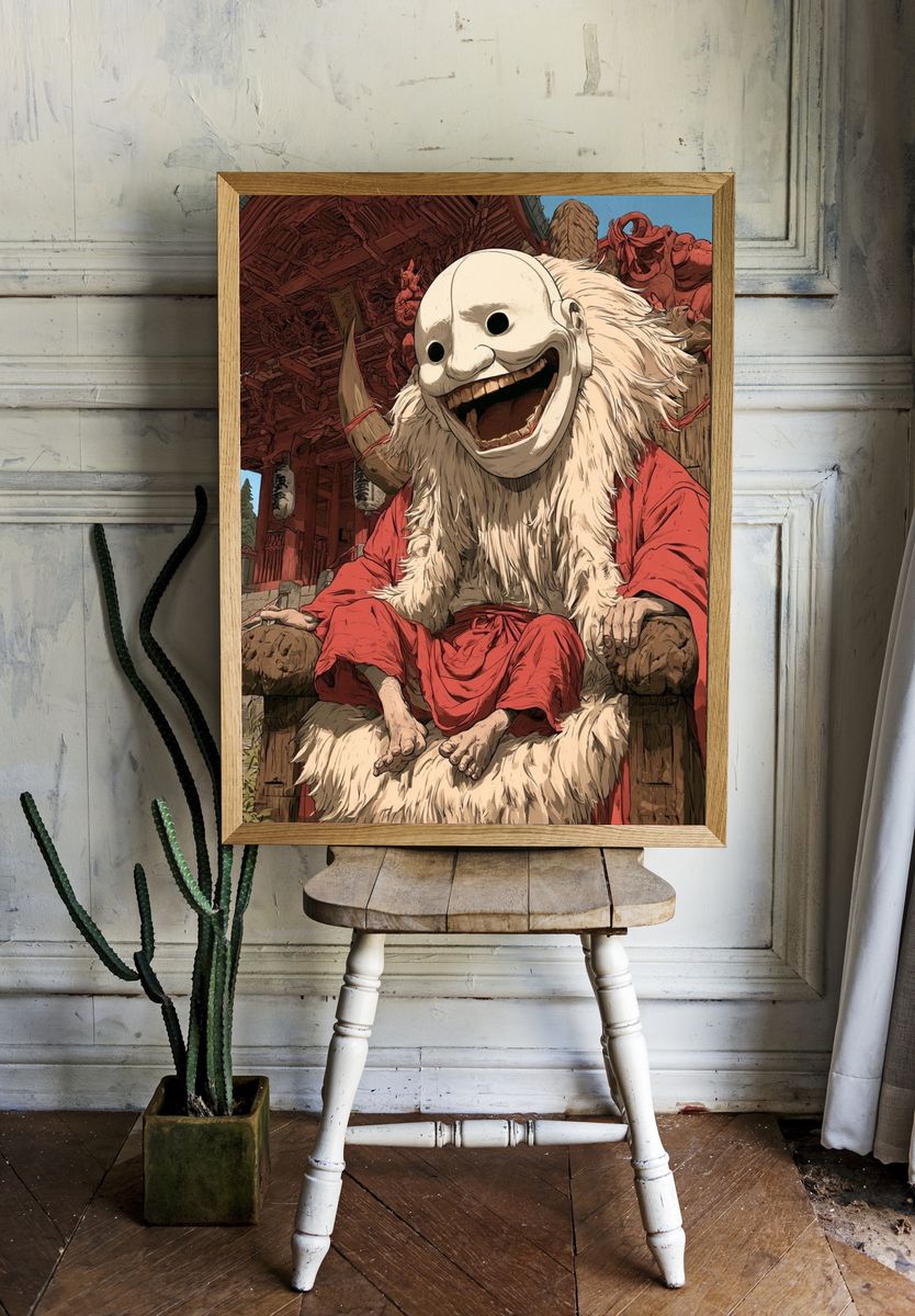 Masked Shrine Guardian Illustration Poster. room preview