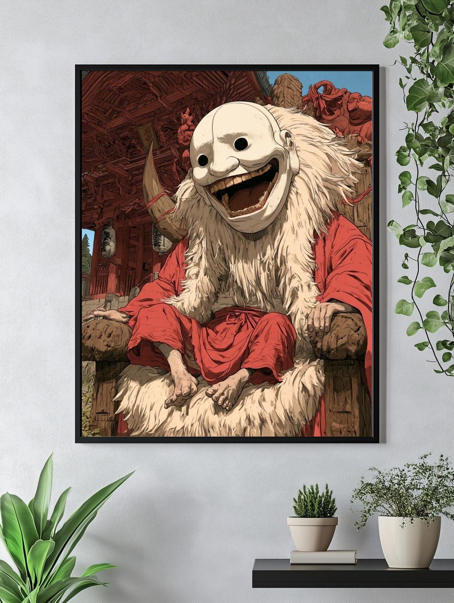 Masked Shrine Guardian Illustration Poster. — room view 4