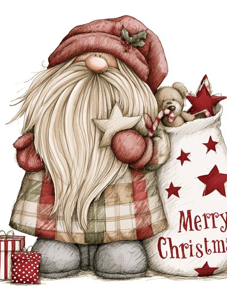 Merry Christmas Gnome Illustration Poster. poster — illustration art