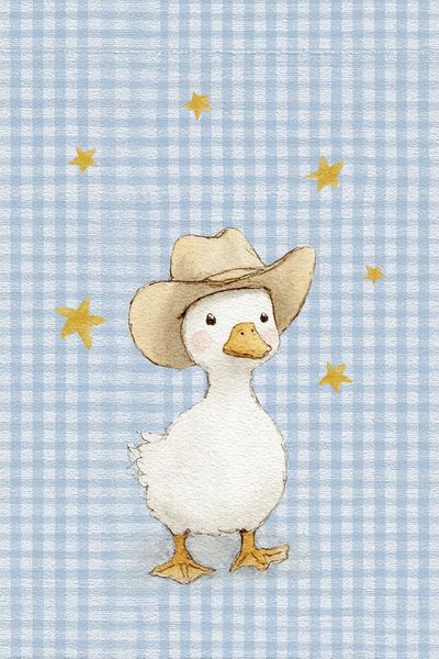 Cowboy Duck Watercolor Print. poster print