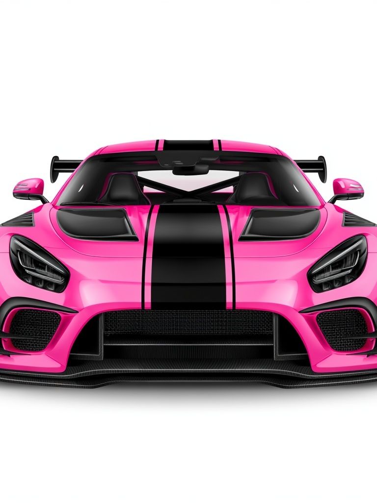 Pink Supercar Front View Poster. poster detail