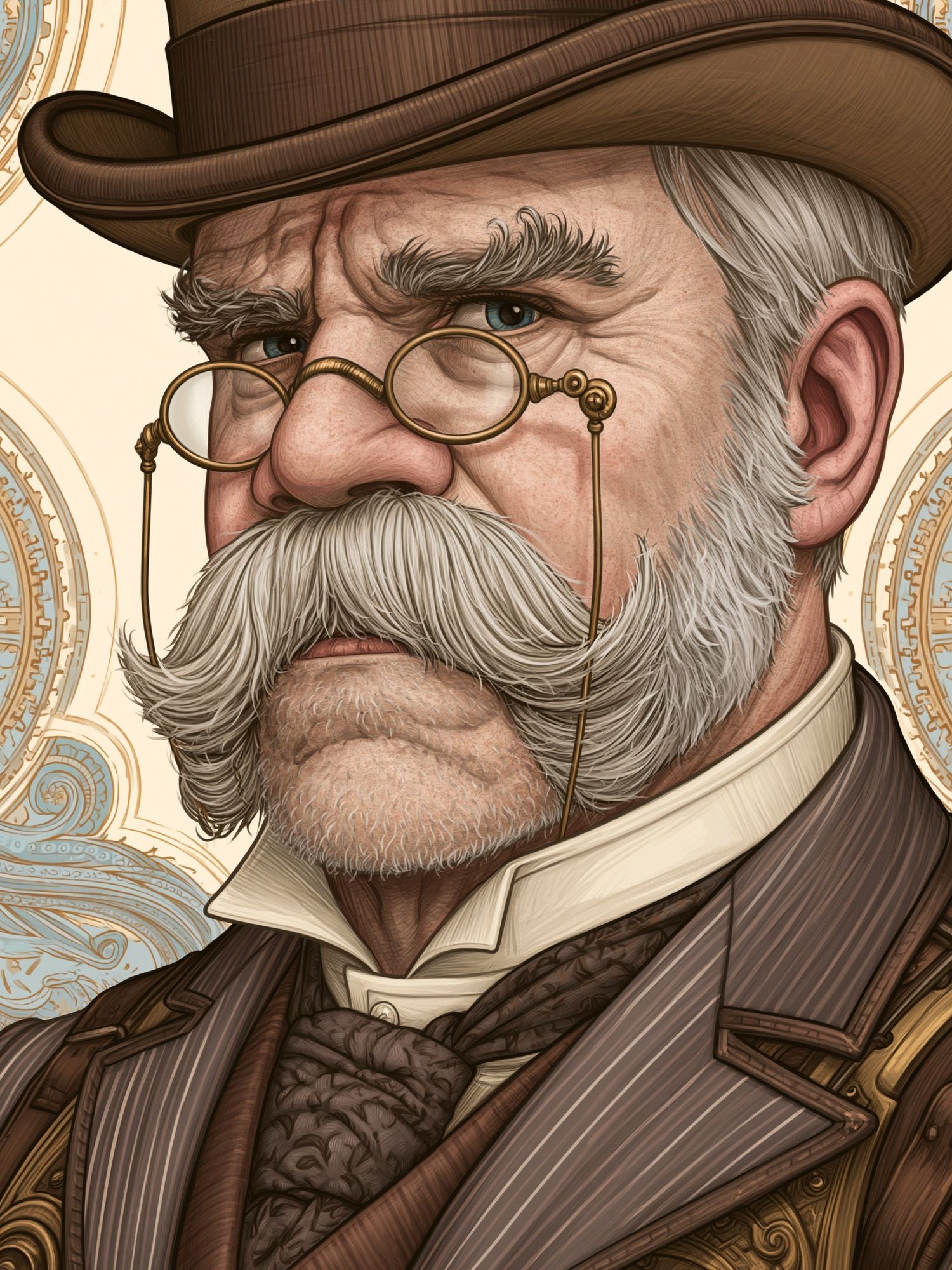 Steampunk Gentleman Portrait Print. poster — illustration art
