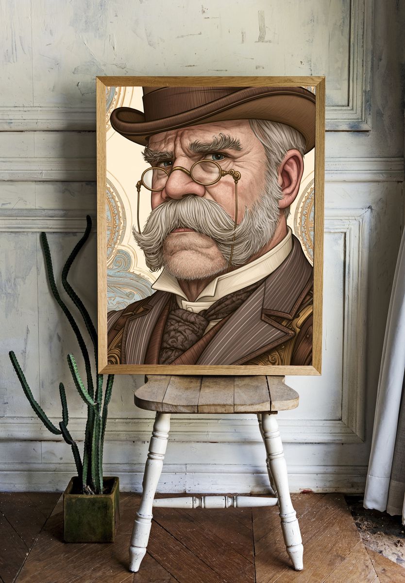 Steampunk Gentleman Portrait Print. — room view 1