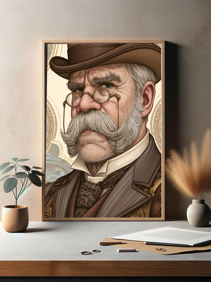 Steampunk Gentleman Portrait Print. — room view 2