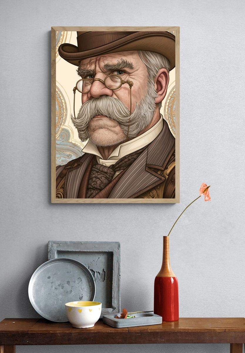 Steampunk Gentleman Portrait Print. — room view 3