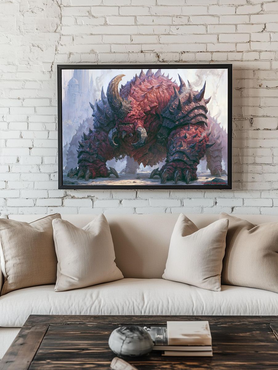 Armored Red Dragon Illustration Poster. — room view 1