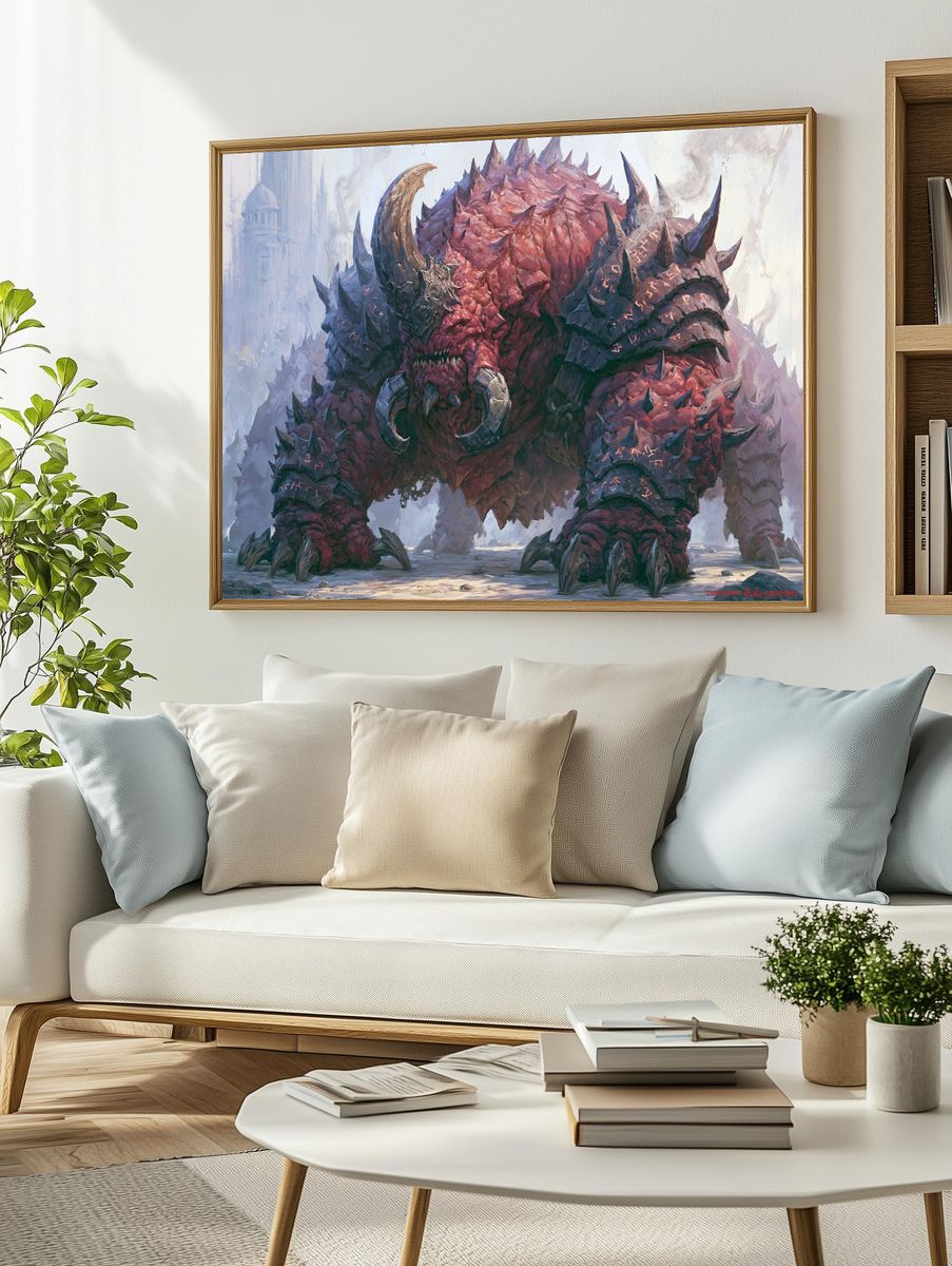 Armored Red Dragon Illustration Poster. — room view 2