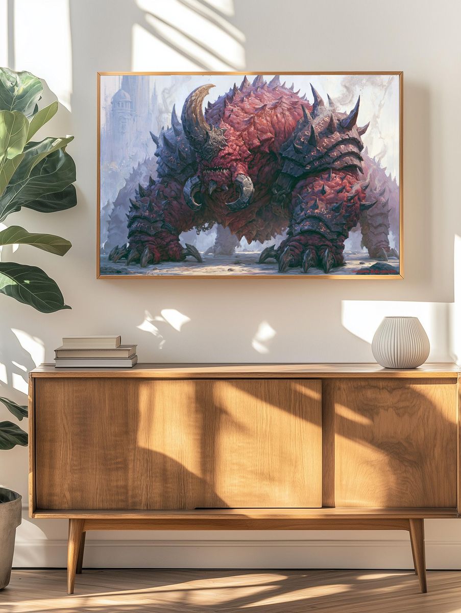 Armored Red Dragon Illustration Poster. — room view 3