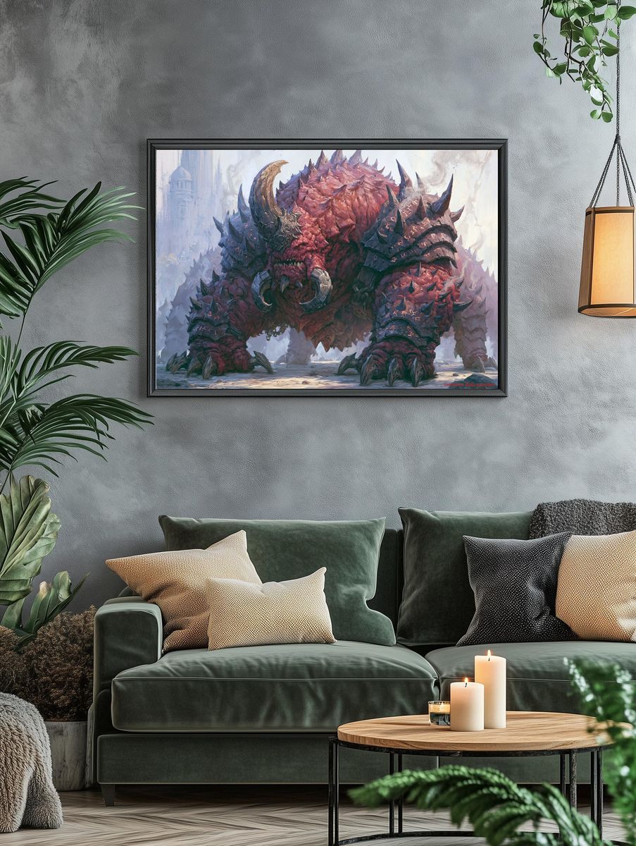 Armored Red Dragon Illustration Poster. — room view 4