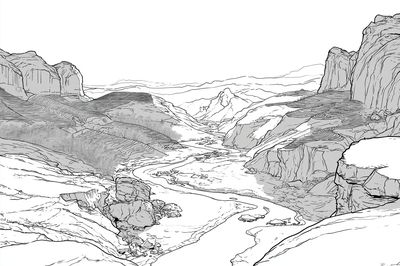 Snowy Canyon Line Art Poster. poster