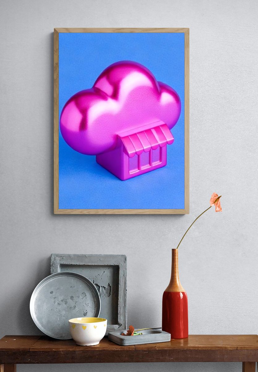 Pink Cloud Shop Illustration Poster. — room view 3
