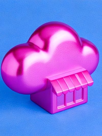 Pink Cloud Shop Illustration Poster. poster