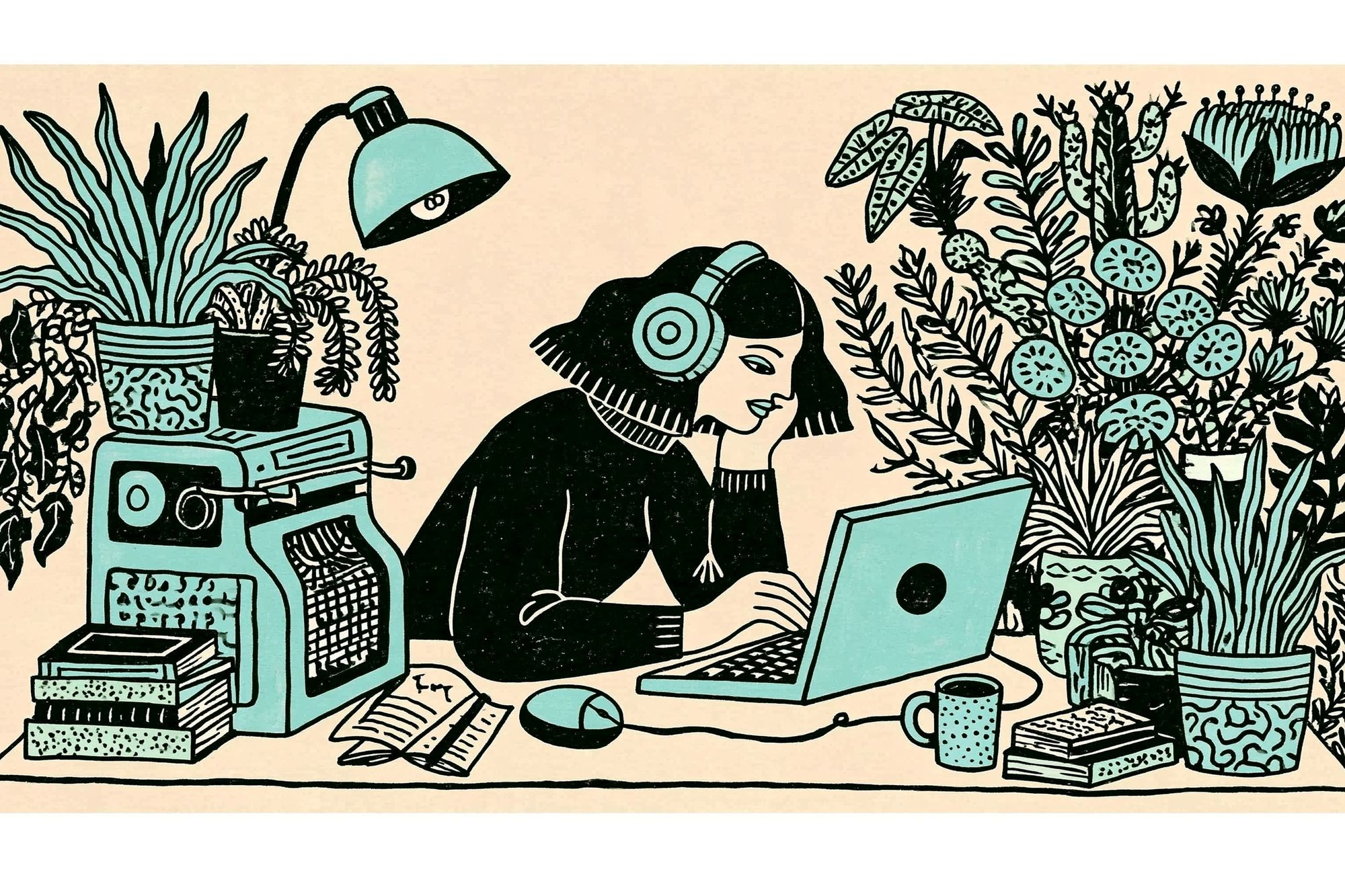 Plant Lover Workspace Illustration Poster. poster — illustration art