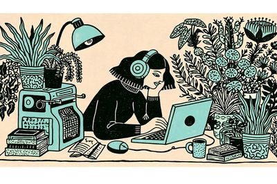 Plant Lover Workspace Illustration Poster. poster print