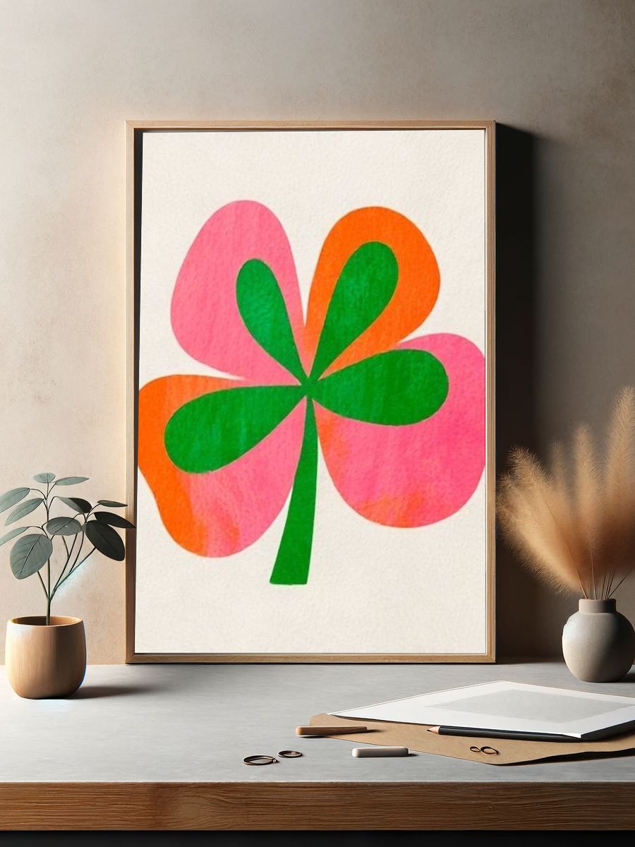 Neon Clover Illustration Poster. — room view 2