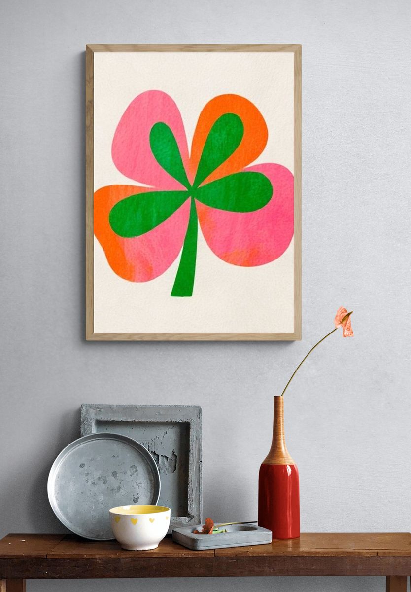 Neon Clover Illustration Poster. — room view 3