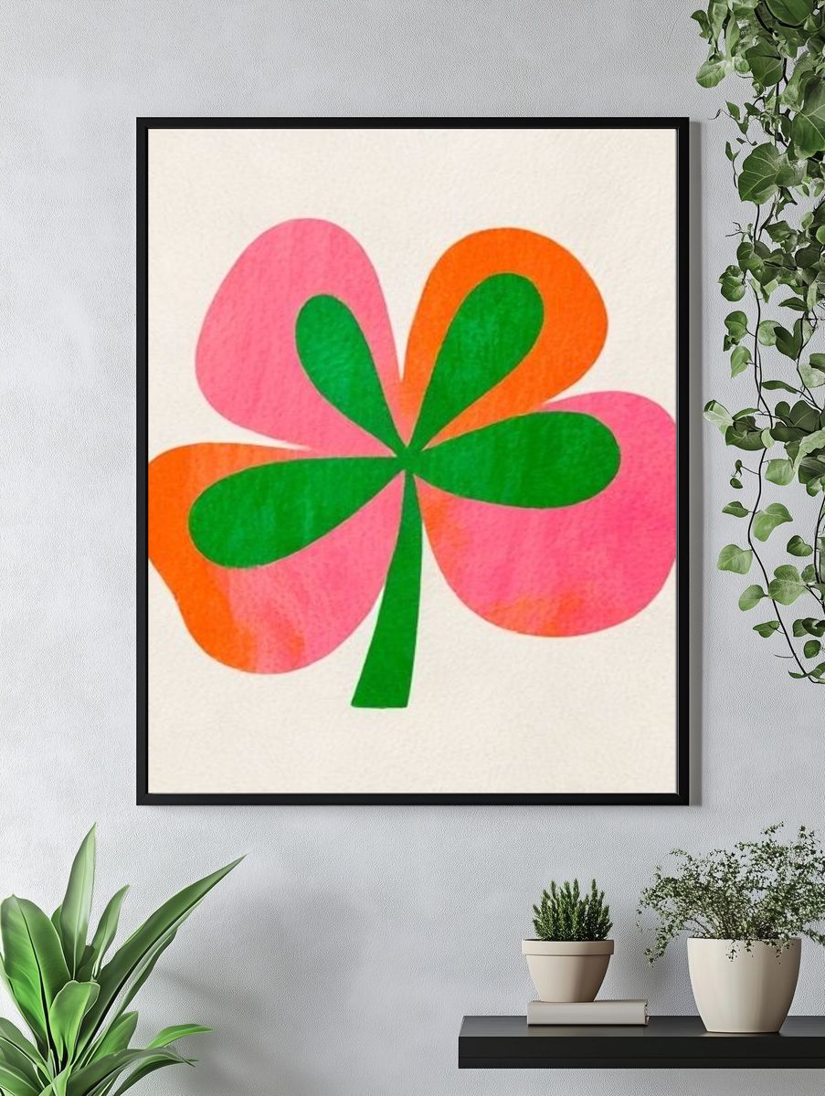 Neon Clover Illustration Poster. — room view 4