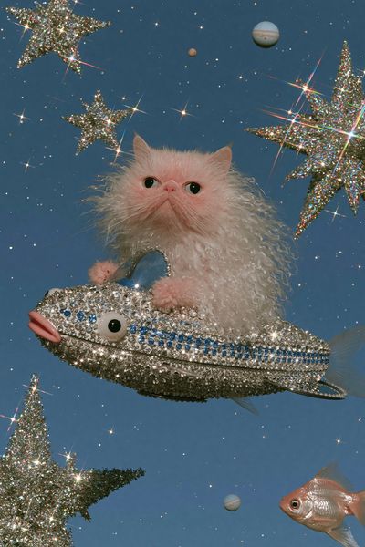 Cosmic Catfish Fantasy Illustration Poster. poster print