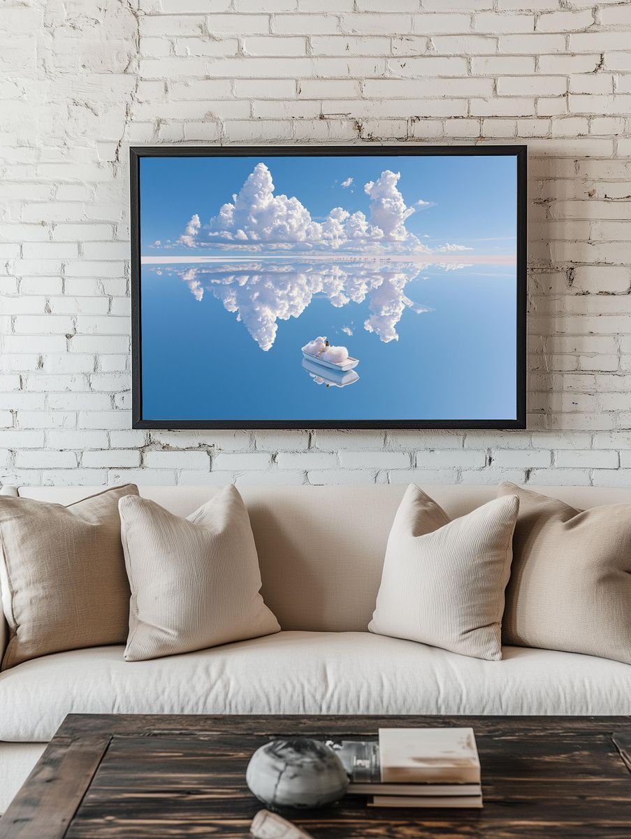 Dreamy Cloudscape Surrealism Print. room preview