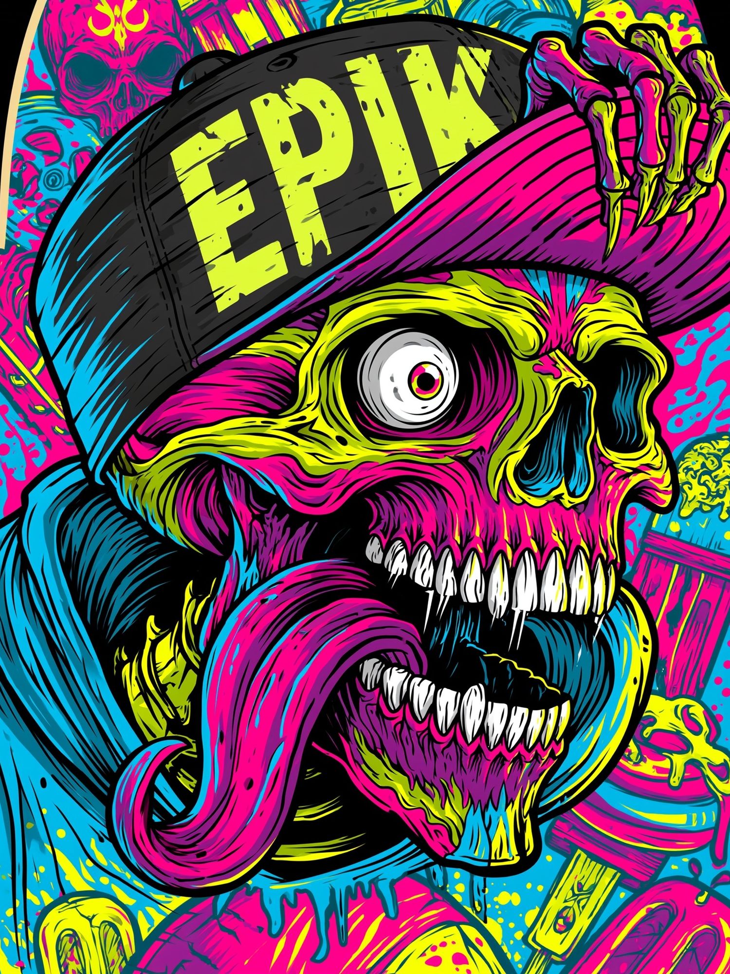 Neon Skull Cap Poster. poster detail