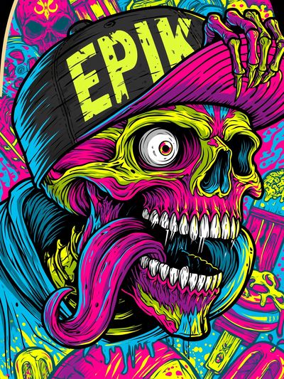 Neon Skull Cap Poster.