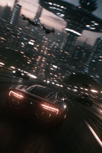 Futuristic City Chase Poster. poster detail