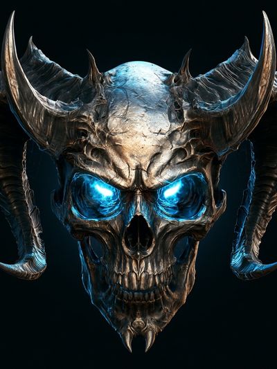 Demonic Skull Illustration Poster. poster