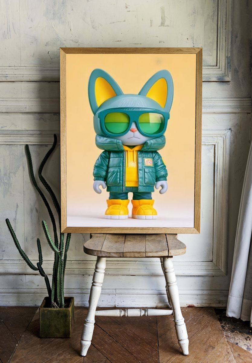 Cool Cat Character Illustration Poster. — room view 1