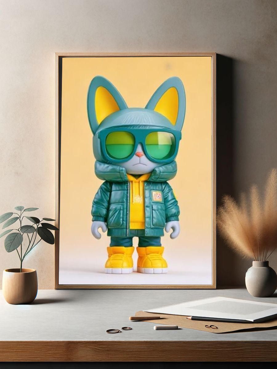 Cool Cat Character Illustration Poster. — room view 2