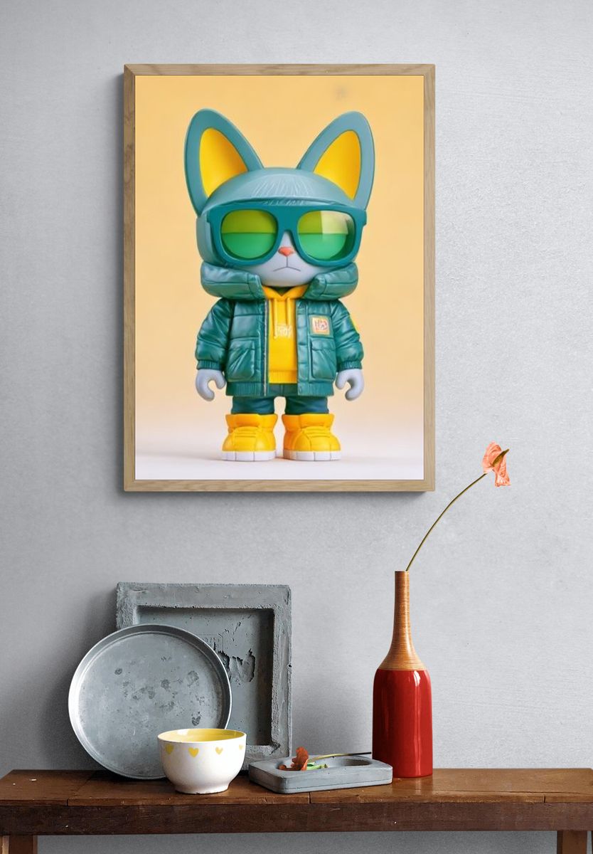 Cool Cat Character Illustration Poster. — room view 3