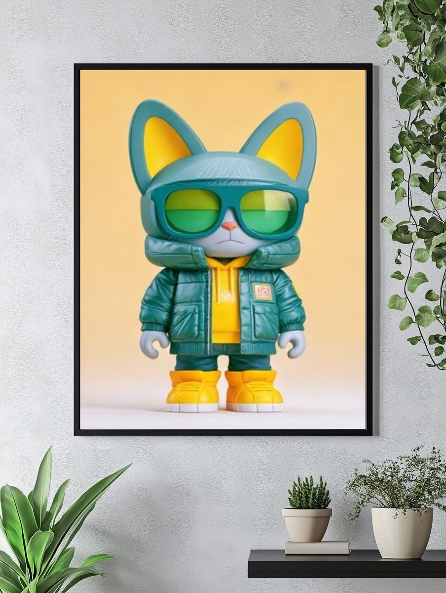Cool Cat Character Illustration Poster. — room view 4
