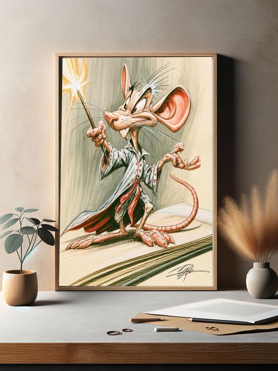 Wizard Mouse Illustration Poster. — room view 2
