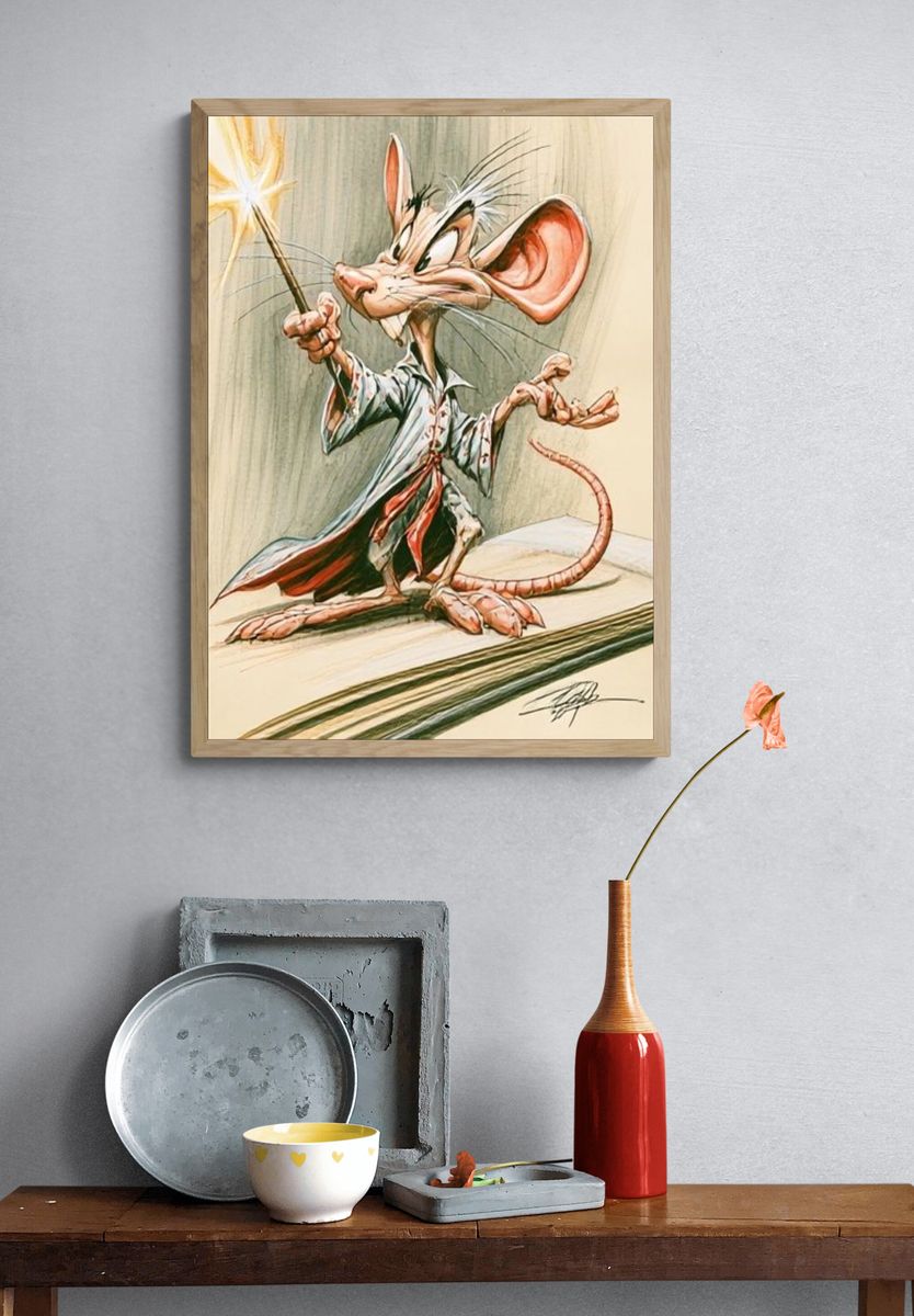 Wizard Mouse Illustration Poster. — room view 3