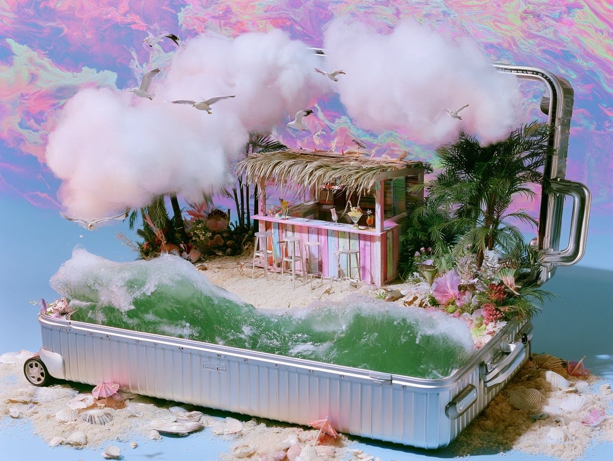 Dreamy Tropical Suitcase Island Poster. poster — illustration art