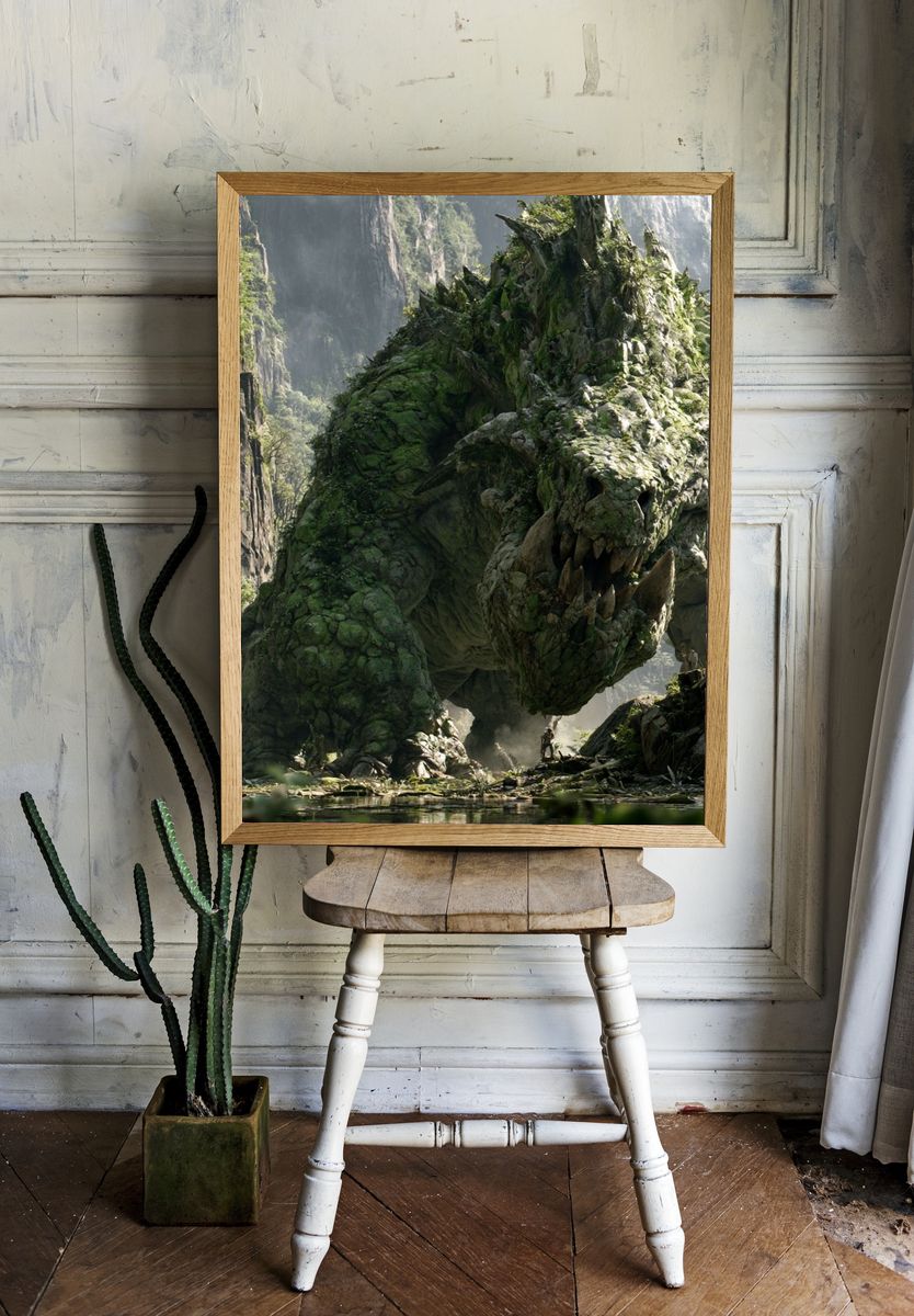 Giant Stone Dragon Fantasy Print. — room view 1