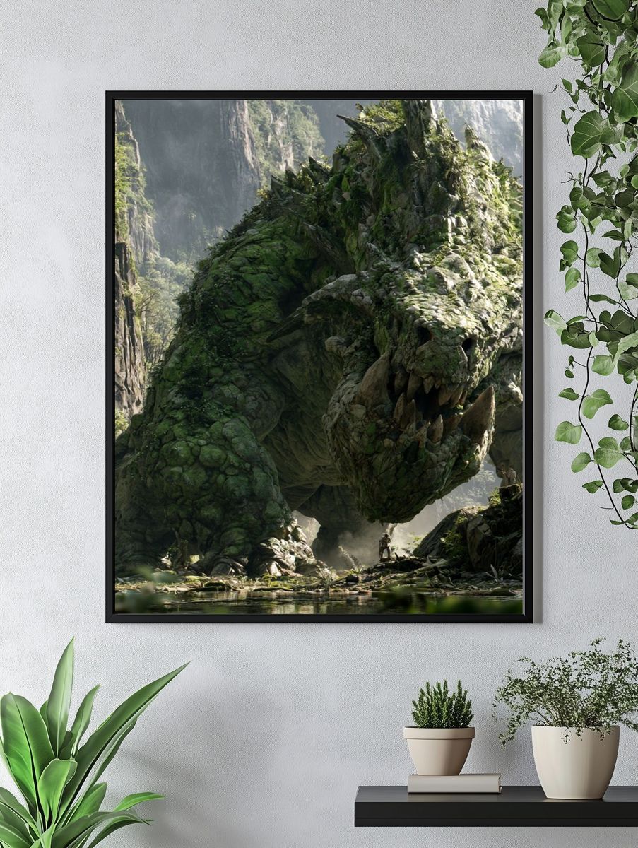 Giant Stone Dragon Fantasy Print. — room view 4