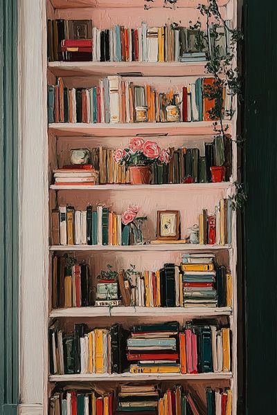 Bookshelf Interior Illustration Poster. poster