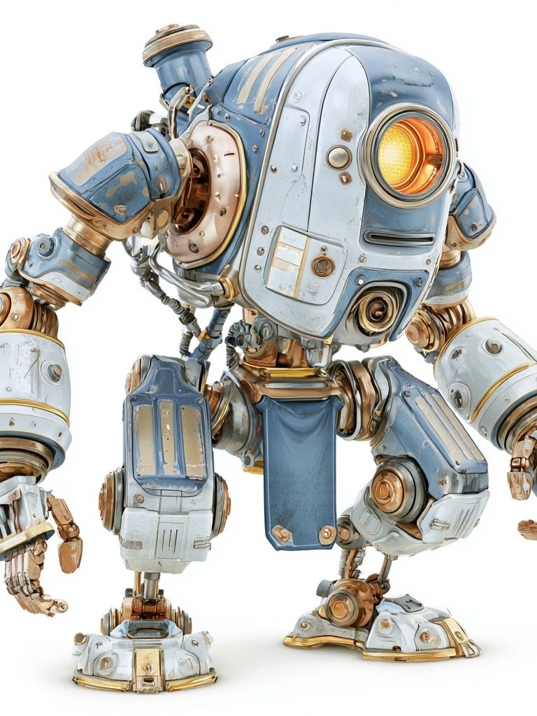 Steampunk Robot Illustration Poster. poster detail