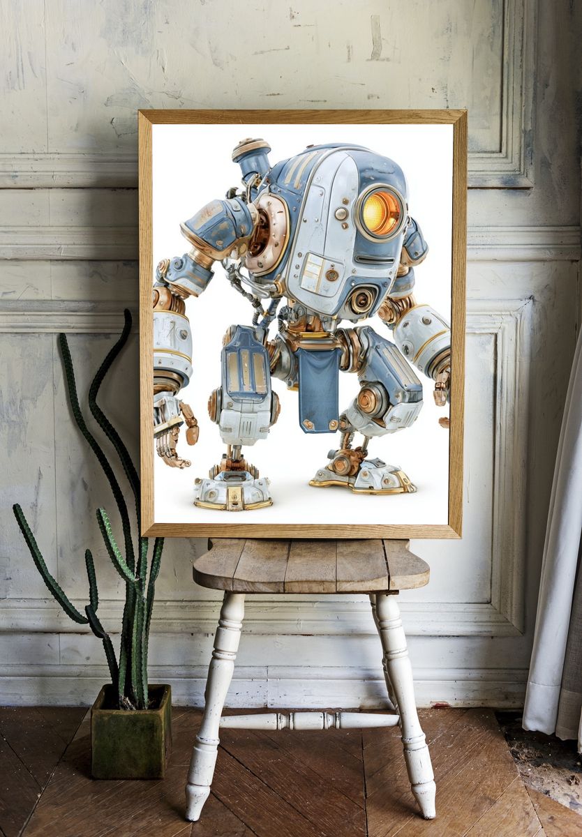 Steampunk Robot Illustration Poster. room preview