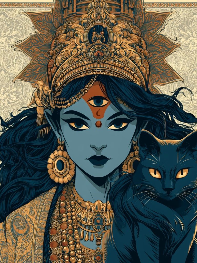 Divine Cat Goddess Illustration Poster. poster — illustration art