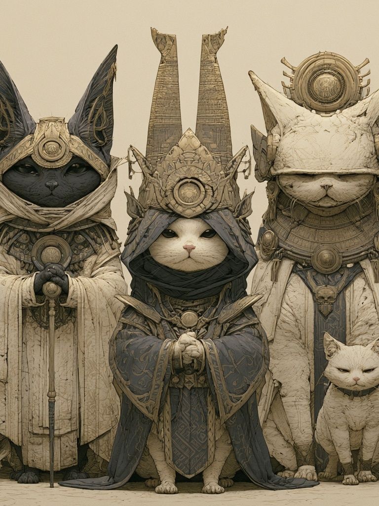 Mystic Cats Fantasy Illustration Poster. poster — illustration art