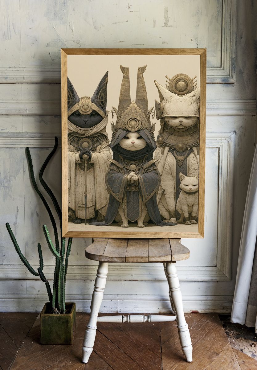 Mystic Cats Fantasy Illustration Poster. room preview